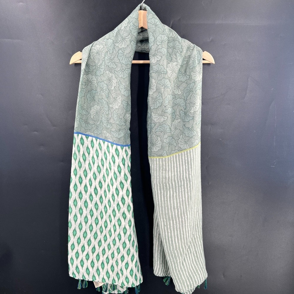 Free people boho scarf wrap fringe boho funky hippy mixed media‎ print 72 35